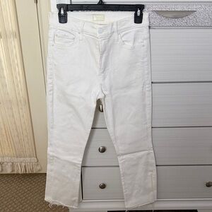 MOTHER Cropped White Jeans